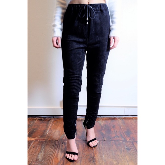 Endless Rose Pants - 1 LEFT! Suede-Style Moto Joggers in Black